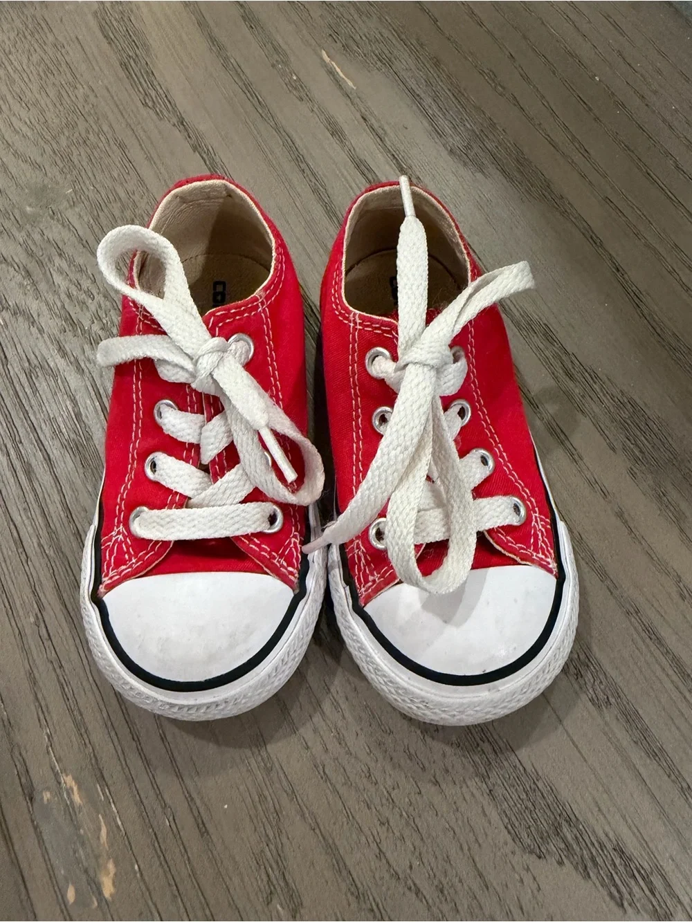 Converse Kids Red Canvas Low-Top Sneakers with White Laces